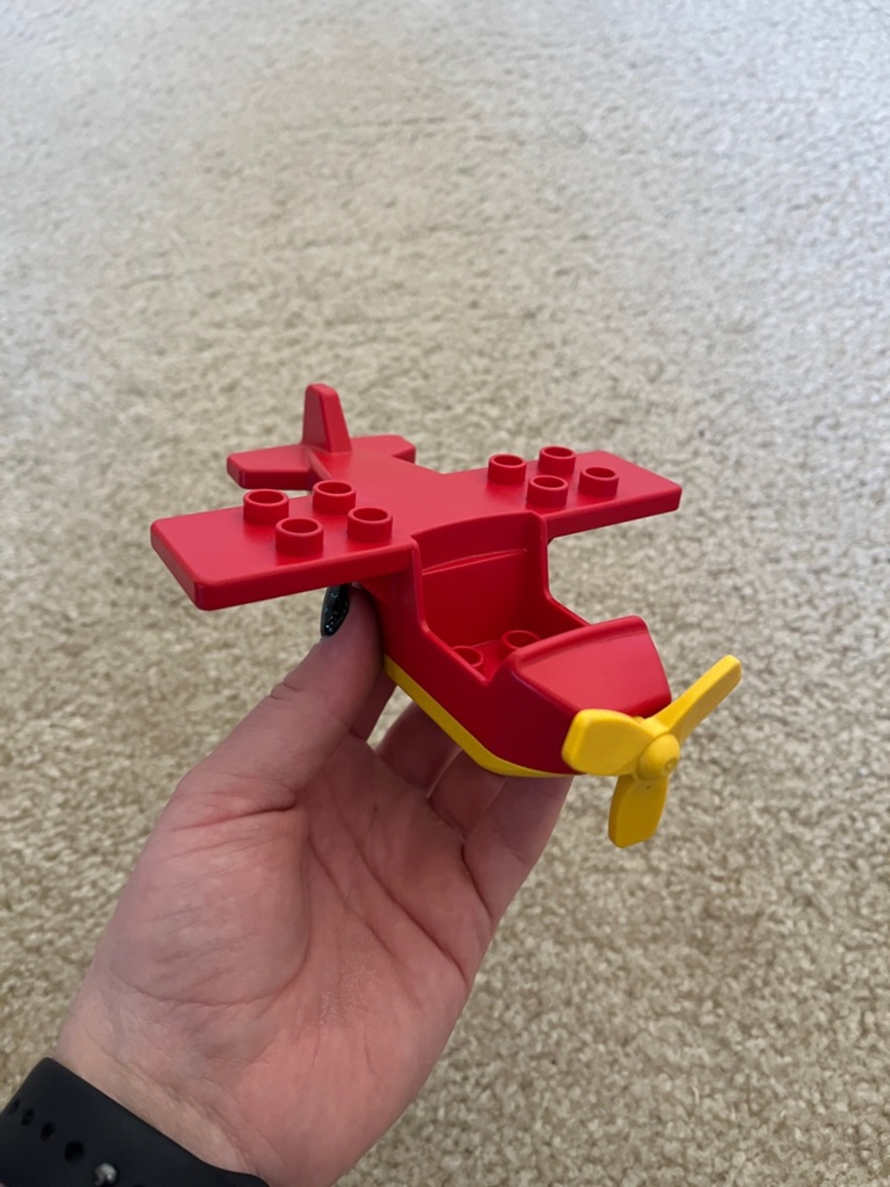 Vintage Red & Yellow Duplo Toy Airplane Building Block